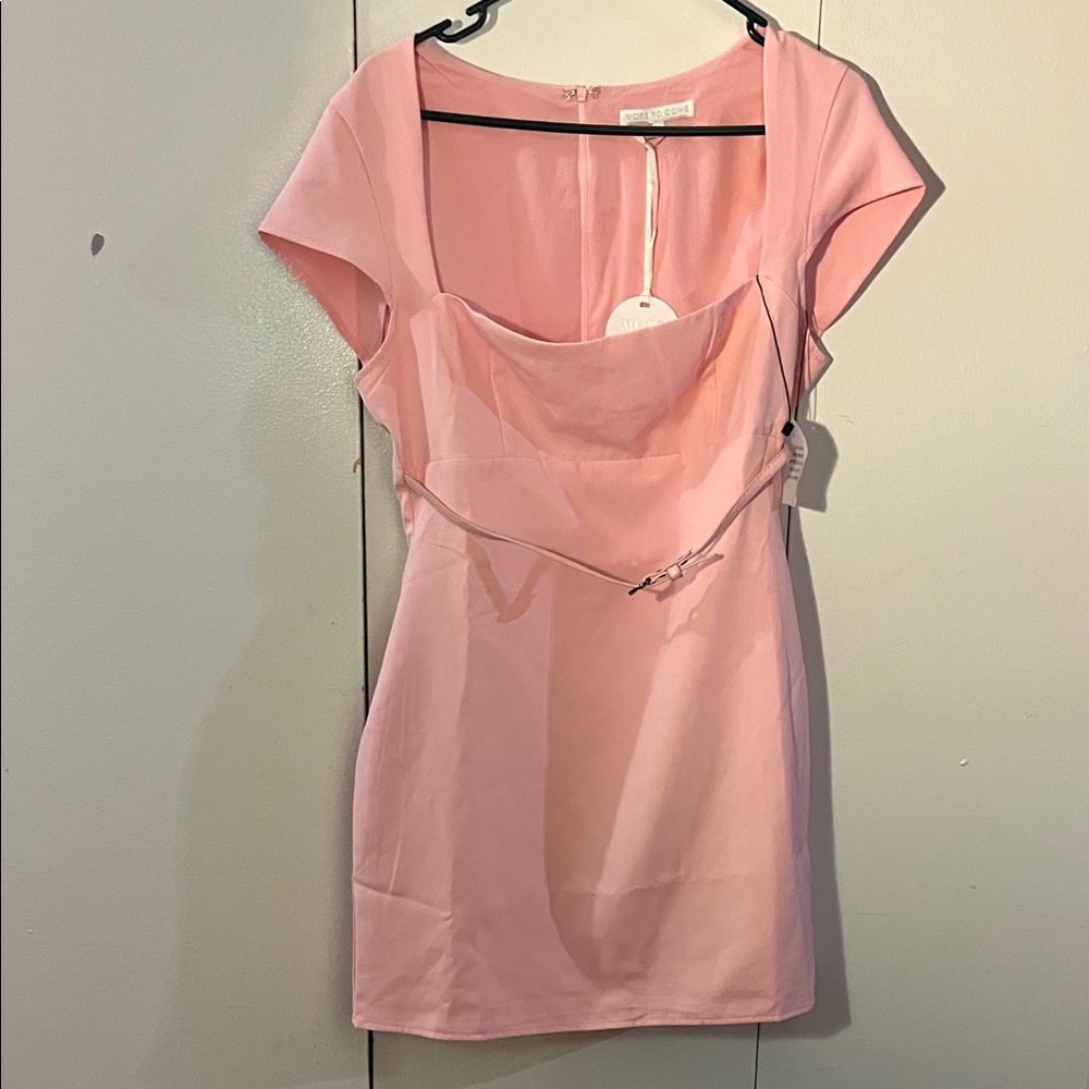 MORE TO COME Cap-Sleeve Square Neck Mini Dress in Blush Pink - Picture 13 of 13